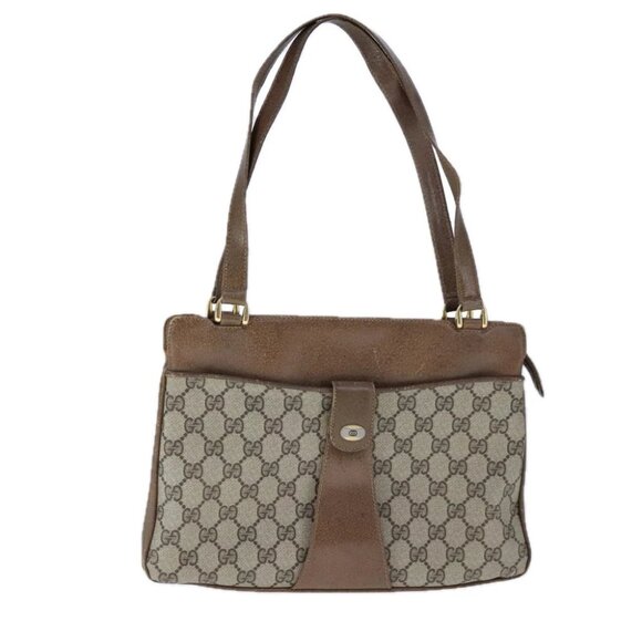 GUCCI GG Supreme Hand Bag PVC Leather Beige 10 02 021 Auth 109381 - Picture 1 of 15